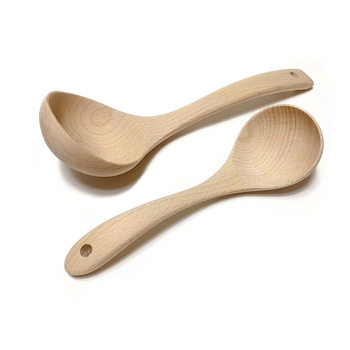 Beech soup spoon without lacquer long handle creative porridge spoon rice spoon Kitchen solid wood hook spoon kitchenware wholesale lettering