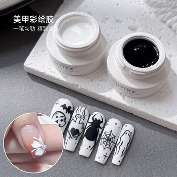 Japanese style nail painting Glue black white painting petal cream glue hook drawing line embossed phototherapy Nail Polish glue