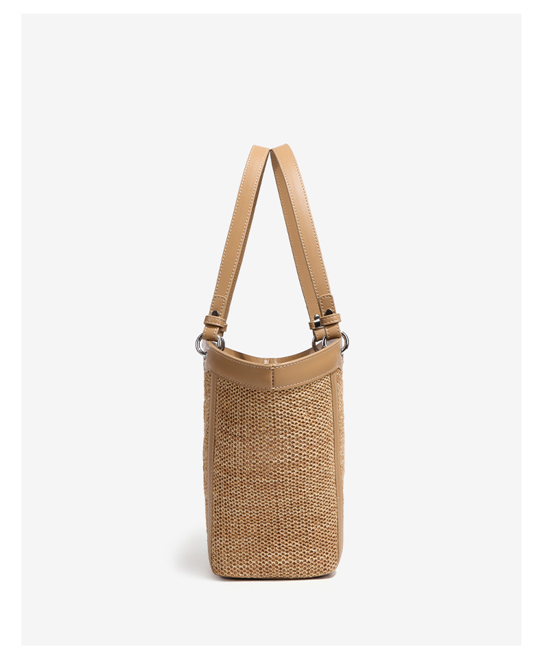 Túi tote nữ đan cói đi biển dáng xô quai đôi — W2285 # đen