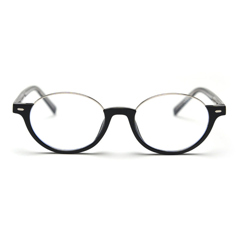 K9171 New Stylish Korean Oval Myopia Glasses Frame Trendy Men and Women Literary Retro Plate Foot Flat Mirror Frame