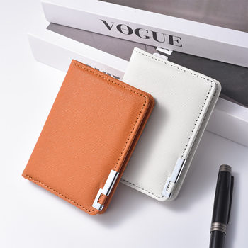Wallet Men's Short Wallet Iron Edge Cross Pattern Men's Multi-Card Wallet Card Holder Wallet Men's High-end Sense