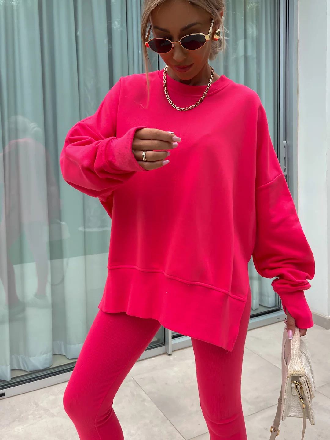 2024亚马逊新款外贸春季女装欧美休闲紧身长裤宽松卫衣套装两件套