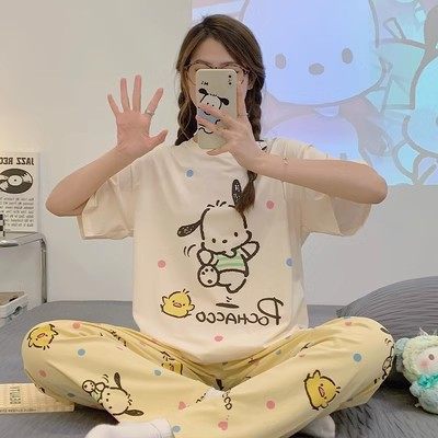 睡衣女短袖长裤夏季卡通可爱2025新款卡通春夏天家居服套装可外穿