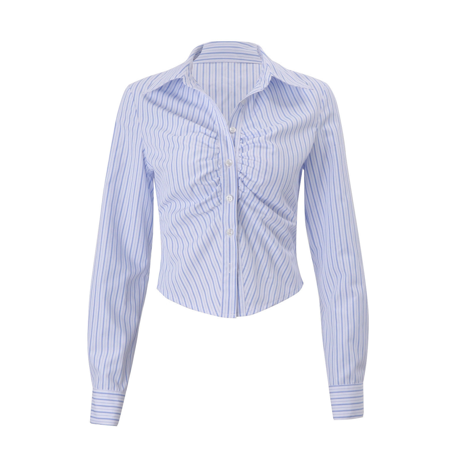 Womens Striped Long Sleeve Polo Cardigan Button Closure Elegant Design Fall Fashion Wholesale Available