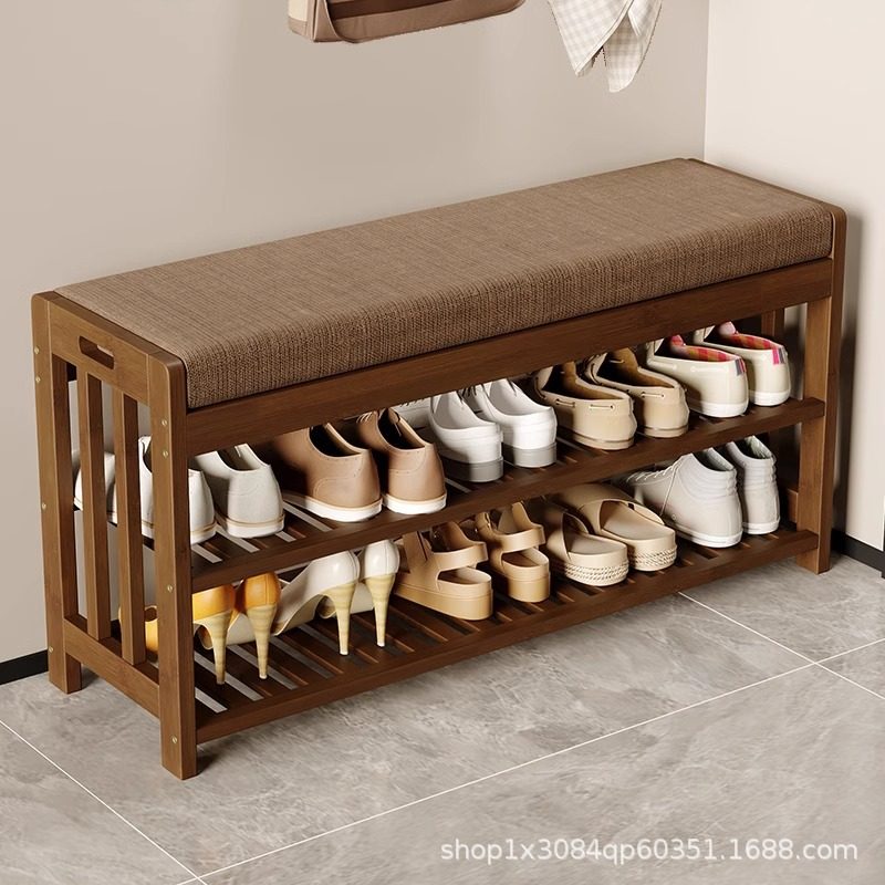 Clothes Rack, Floor-Standing, Bedroom Entrance, Foyer Combination, Multi-Functional Shoe-Changing Bench, Coat Rack, Integrated Simple Clothes Rack