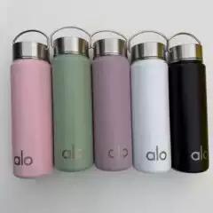 New Alo Water Bottle Thermos Cup, Outdoor Stainless Steel Sports Water Bottle, Portable Handle Cup with Logo