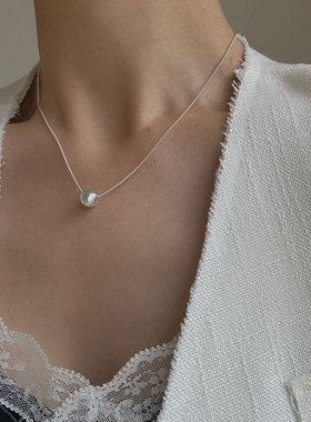 月光女神 s925纯银波光粼粼系列意大利拉丝炫光珠项链银白色锁骨