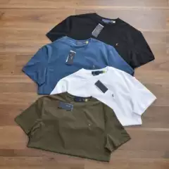 Cross-Border High-Quality Rl Small Color Horse Embroidery Basic Round Neck T-Shirt for Men and Women, Pullover Short-Sleeve Tee