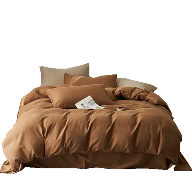 Category A Simple High-grade Jacquard Cotton Bed Four-piece Set Cotton Double-layer Yarn Quilt Cover Bed Sheet Light Luxury Bedding 4