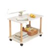 Movable Sofa Side Table, Small Coffee Table, Simple Bedside Table, Pulley-Type Small Table Storage Rack with Roller Bedside Table