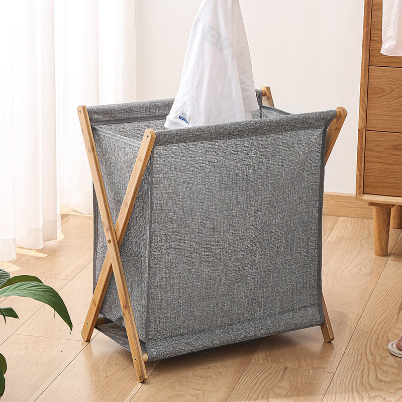 Household Solid Wood Dirty Clothes Basket Dirty Clothes Basket Laundry Storage Clothes Basket Foldable Large Bathroom Laundry Storage Basket