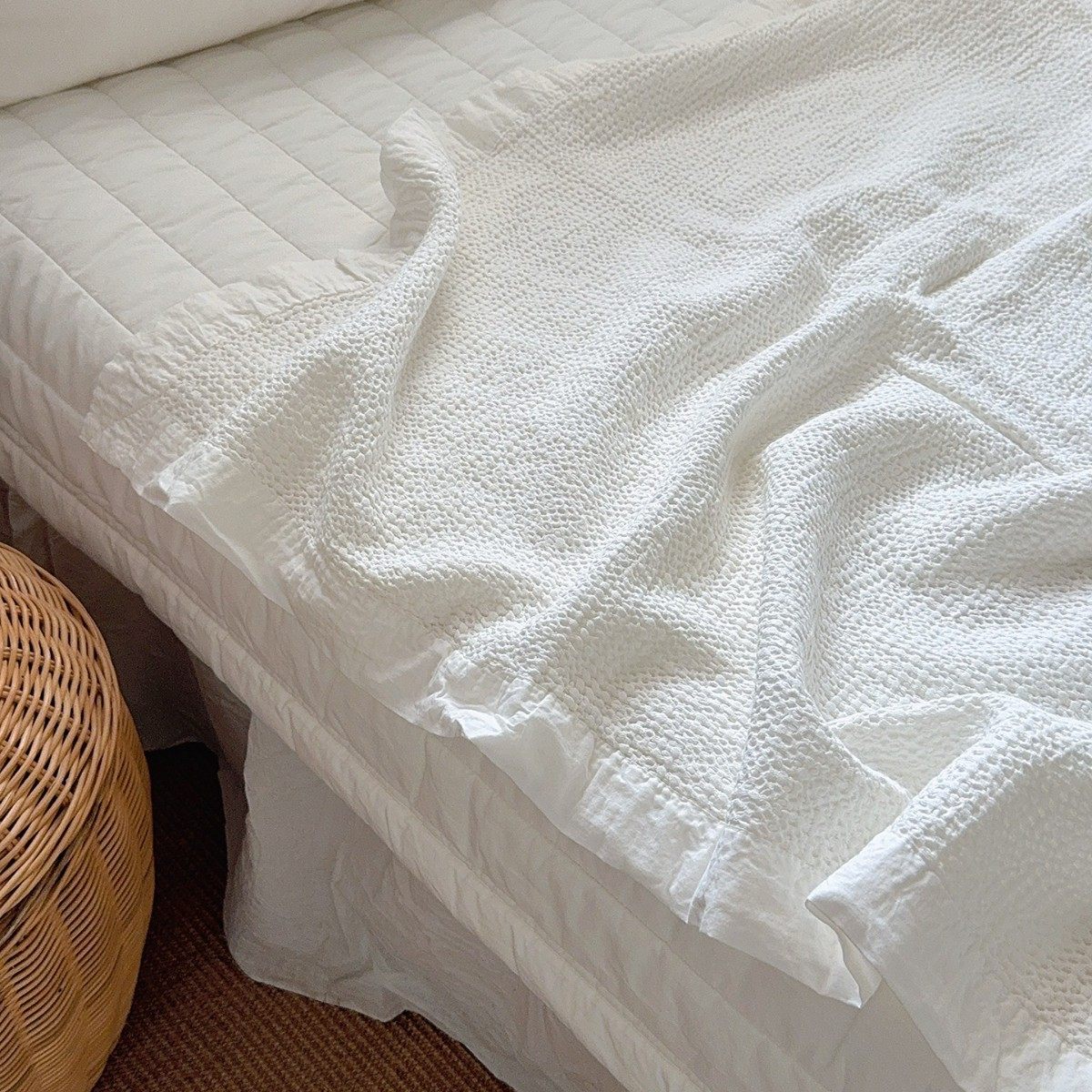 Korean Cotton Waffle Blanket Export Ins Sand Washed Natural One-Piece Dyed Multi-Functional Sofa Blanket Air-Conditioning Blanket