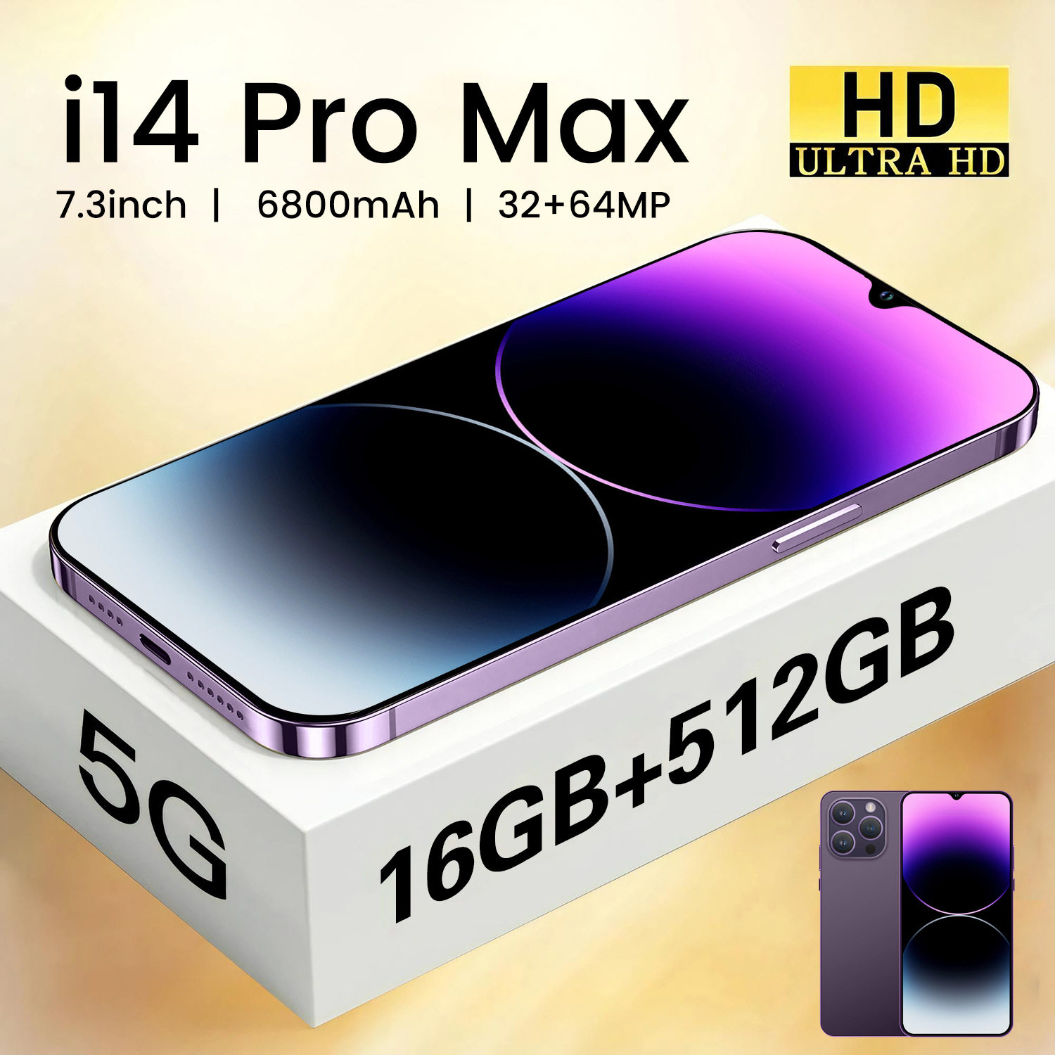 2025跨境手机I14 PRO MAX真4G网络3+32高端超大屏一体智能外贸手