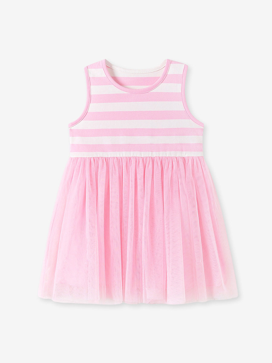 Kids' Dress Wholesale, Summer Sleeveless Girls' Dress, [Style] Striped Kids' Tulle Princess Dress