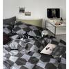 Ins Style Gray Plaid Bedding Four-Piece Set for Boys Stain-Resistant Quilt Cover Bed Sheetss Dormitory Three-Piece Set