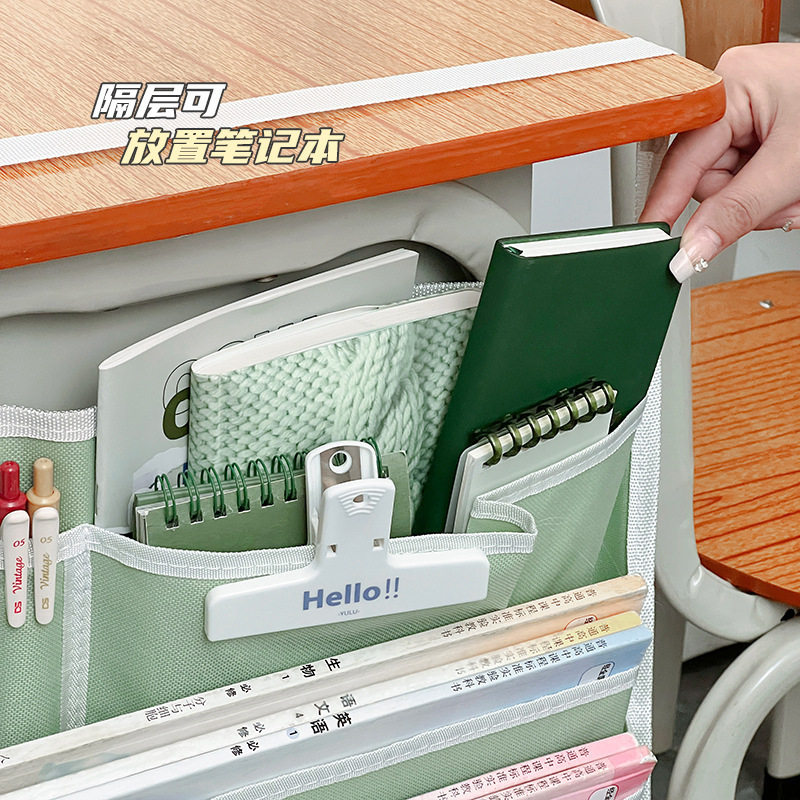 -Fresh Color Book Bag Desk Storage Student Classroom Desk Storage Hanging Book Bag High School Student Desk Hanging Bag