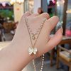 Hot-selling Light Luxury Layered Pearl Necklace Women's Instagram Popular High-grade Design Sense Bow Clavicle Chain Necklace Chain