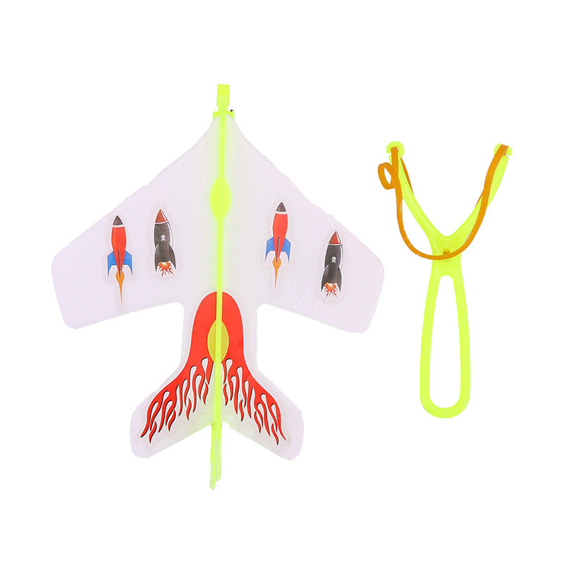 大号发光弹射飞机弹弓闪光弹力飞机儿童户外活动飞天玩具货源批发