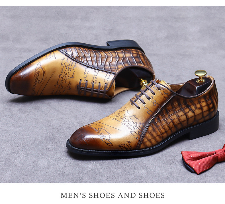 Giày Oxford nam da bò thủ công mũi vuông buộc dây — Màu nâu vàng, Màu cà phê