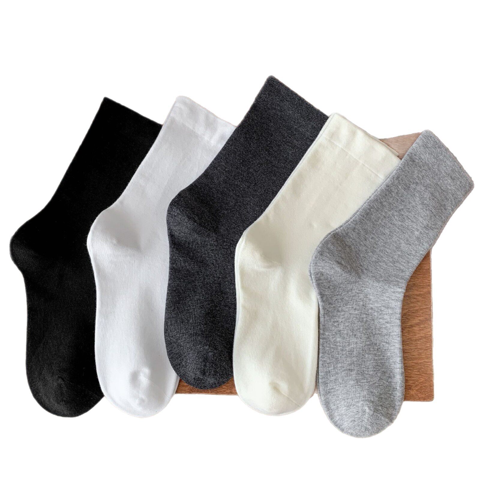 白色堆堆袜子女中筒袜纯棉ins潮月子袜全棉松口袜日系无骨长筒袜