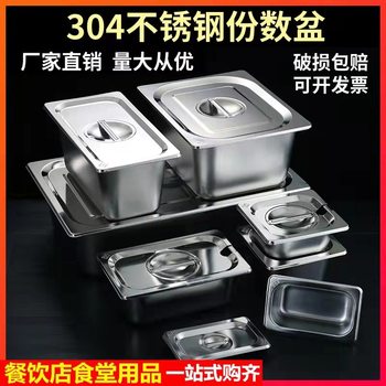 304 Stainless Steel Portion Basin Canteen Buffet Basin with Lid Stainless Steel Square Basin Ice Cream Basin Rectangular Portion Plate