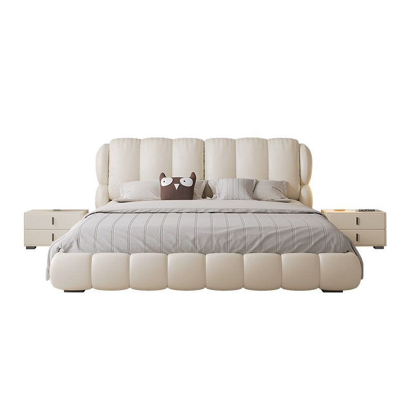 Tongyuite Accessible Luxury Modern Cream Style Puff Piano Key Soft Package French Master Bedroom Bed Classy Atmospheric Leather Bed