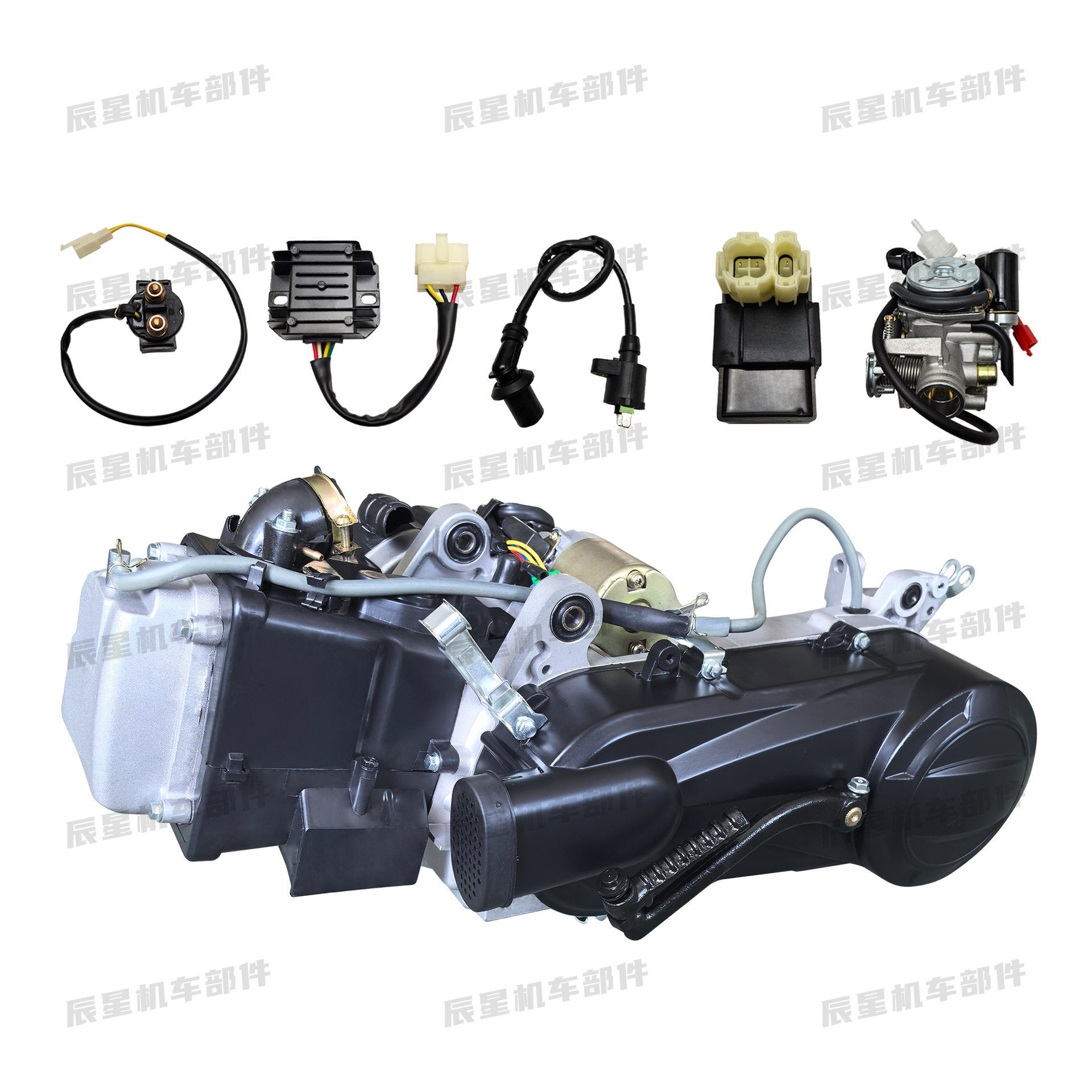 Двигатель скутера GY6-150cc в сборе с короткой коробкой