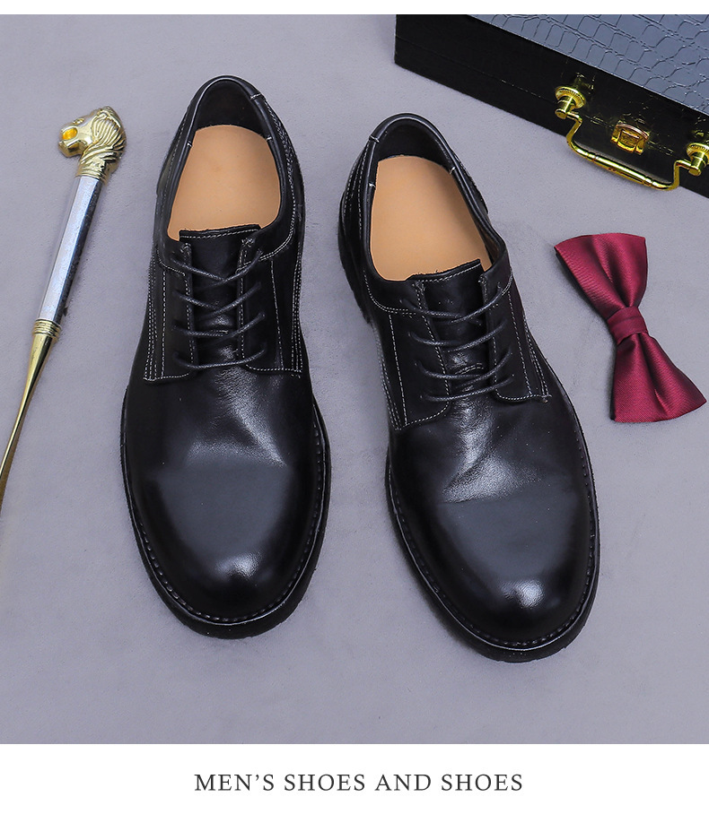 Giày Derby nam da ngựa mũi tròn đế Goodyear cổ điển — màu đen, Màu caramel, Màu cà phê