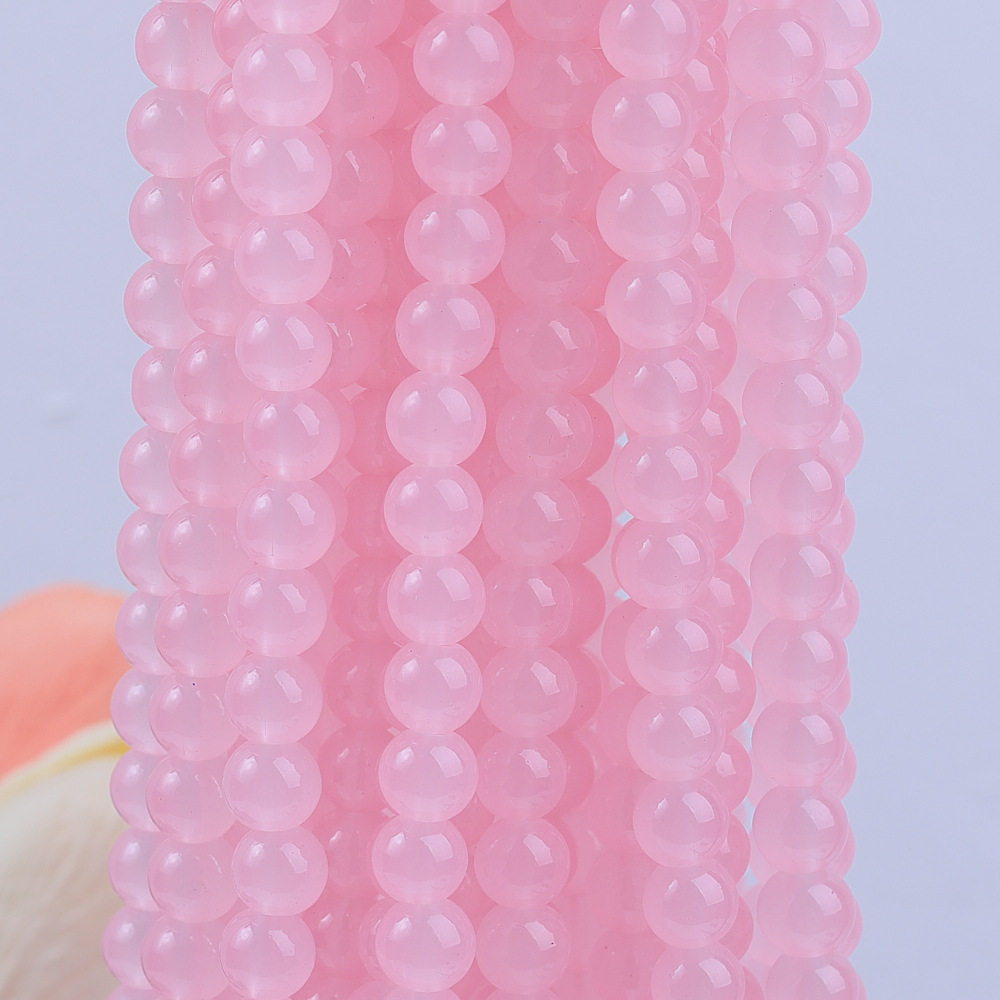 玻璃仿玉圆珠纯色散珠手工diy玉髓手链项链散珠子琉璃珠饰品配件