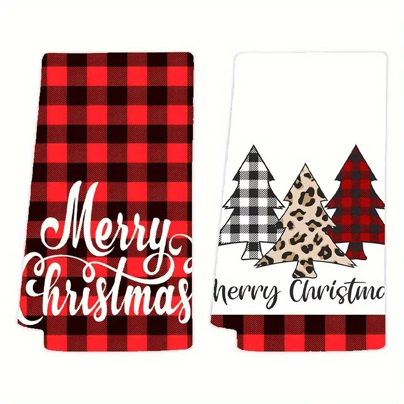 Xiyintem Christmas 4-Pack Dish Towels Microfiber Home Multi-Functional Printed Hand Towels