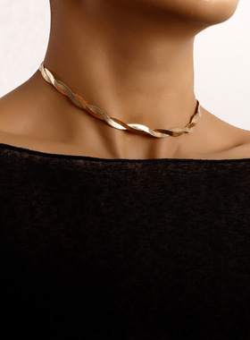 欧美跨境饰品潮流双层缠绕蛇骨颈链项饰女仙女风小众设计项链