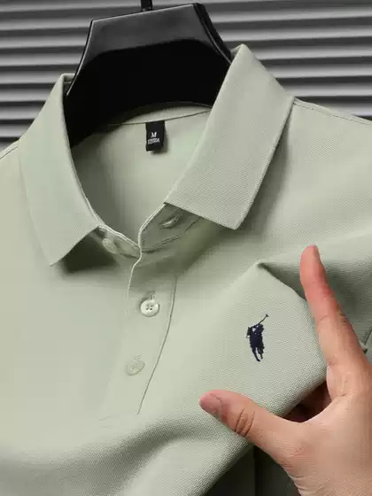 Embroidered polo shirt cross-border summer new cotton men's polo shirt fashion brand lapel embroidery thin breathable