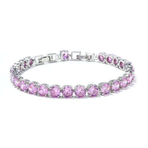 钻石之乡河南钻石河南商丘人工钻石手链 6mm多色可选镀白金镶钻 - 图3