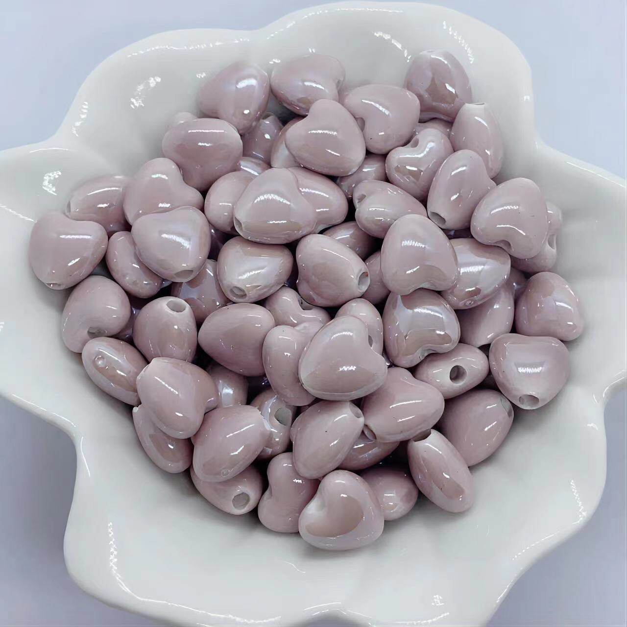 小爱心陶瓷珠散珠串珠高温烧制饰品配件项链手链DIY批发吊坠珠子