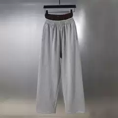 Correct Version B Plaid Button Stitching Fake Two-Piece Embroidered LOGO Men's and Women's Pants Casual Pants All-Match Casual