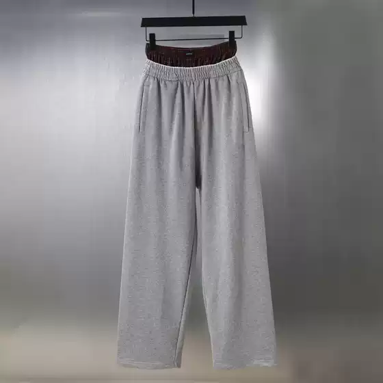 Correct Version B Plaid Button Stitching Fake Two-Piece Embroidered LOGO Men's and Women's Pants Casual Pants All-Match Casual