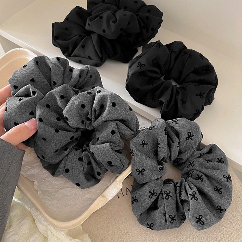 Elegant Bow Polar Dot Large Intestine Hair Ring Women's Ball Hair Rope High Elastic Durable Hair Rope Korean Style Hair Accessories