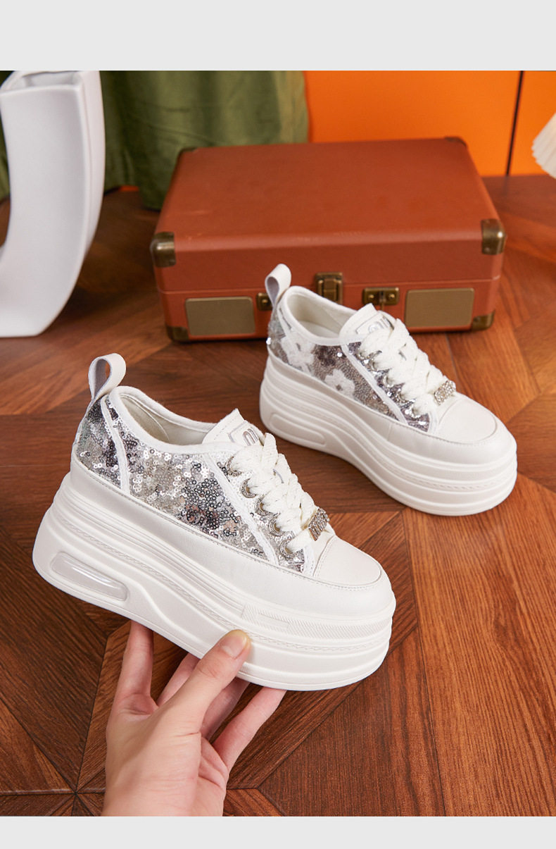 Giày sneaker nữ chạy bộ mesh thoáng trắng đế PU — Trắng, Đen chi tiết 13