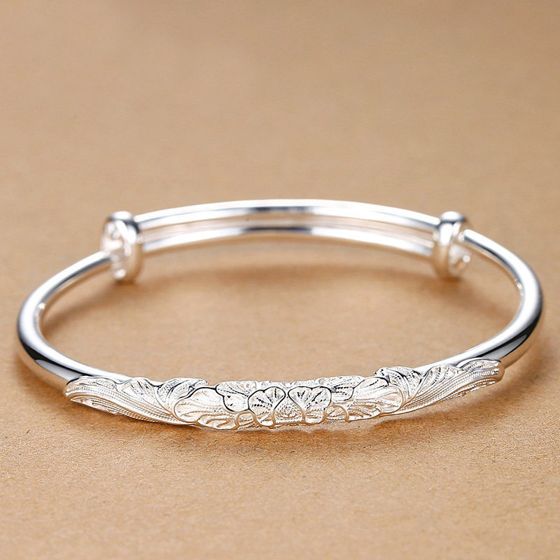 Drunk flower Yin bracelet white copper silk bracelet blooming flowers like brocade young fashion gift for girlfriend open heart