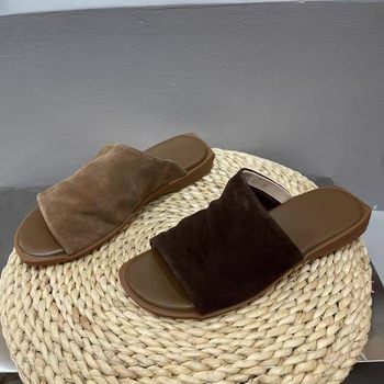 In-Stock Items ~ Vintage Versatile Matte Leather Slip-On Flat Sandals with Open Toe and Strap