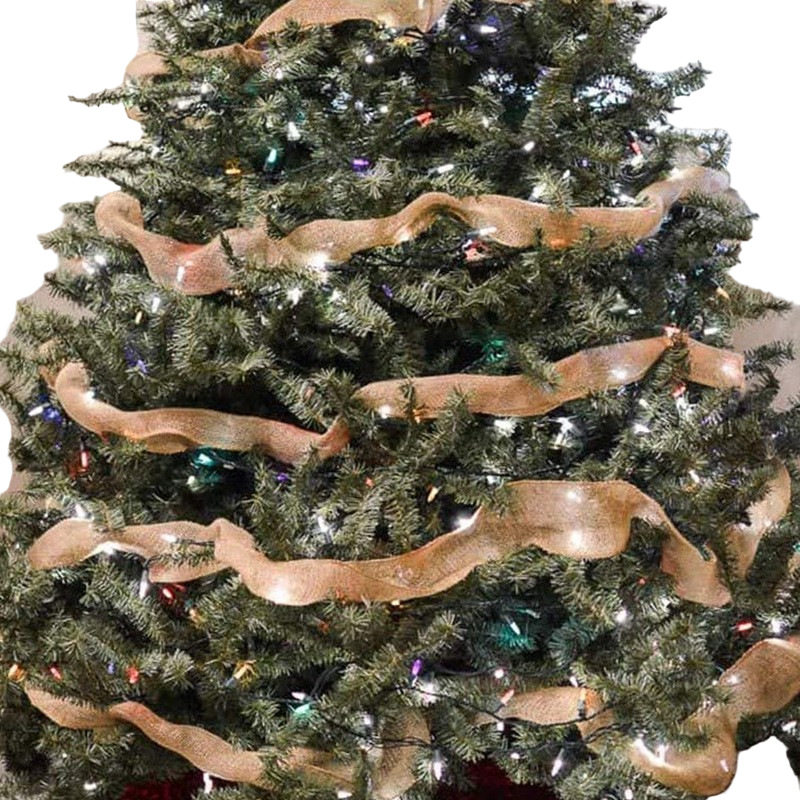 Original color yellow sub-pure linen roll ribbon hemp rope handmade DIY Christmas decoration bow fabric sisal