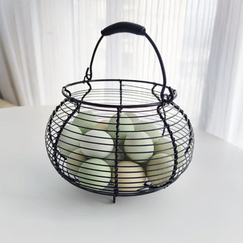 Grocery Basket, Portable Basket, Egg Basket, Woven Basket, Iron Wire Basket, Kitchen Iron Egg Basket, Round Portable Basket