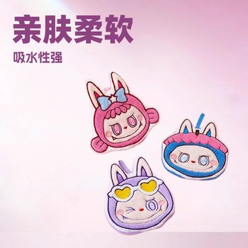 Cute Labubu Coral Velvet Hand Towel Kitchen Bathroom Soft Absorbent Hanging Hand Towel Factory Direct Sale