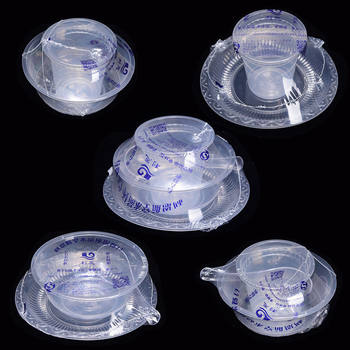 Disposable Tableware Thickeneded Set Aviation Environmentally Friendly Tableware Four-Piece Set Dish Cup Spoon Hotel Banquet Bowls and Chopsticks Hard Material