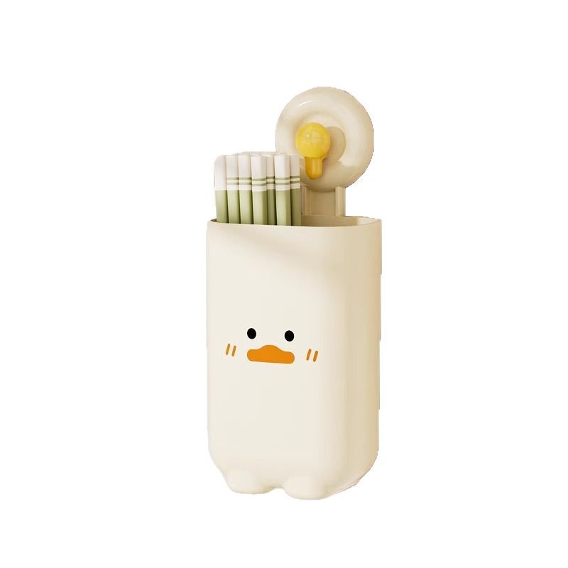 Suction Cup Chopstick Holder Household Kitchen Tableware Rack Traceless Wall Hanging Cute Chopstick and Spoon Holder Large Capacity Tableware Storage Cage
