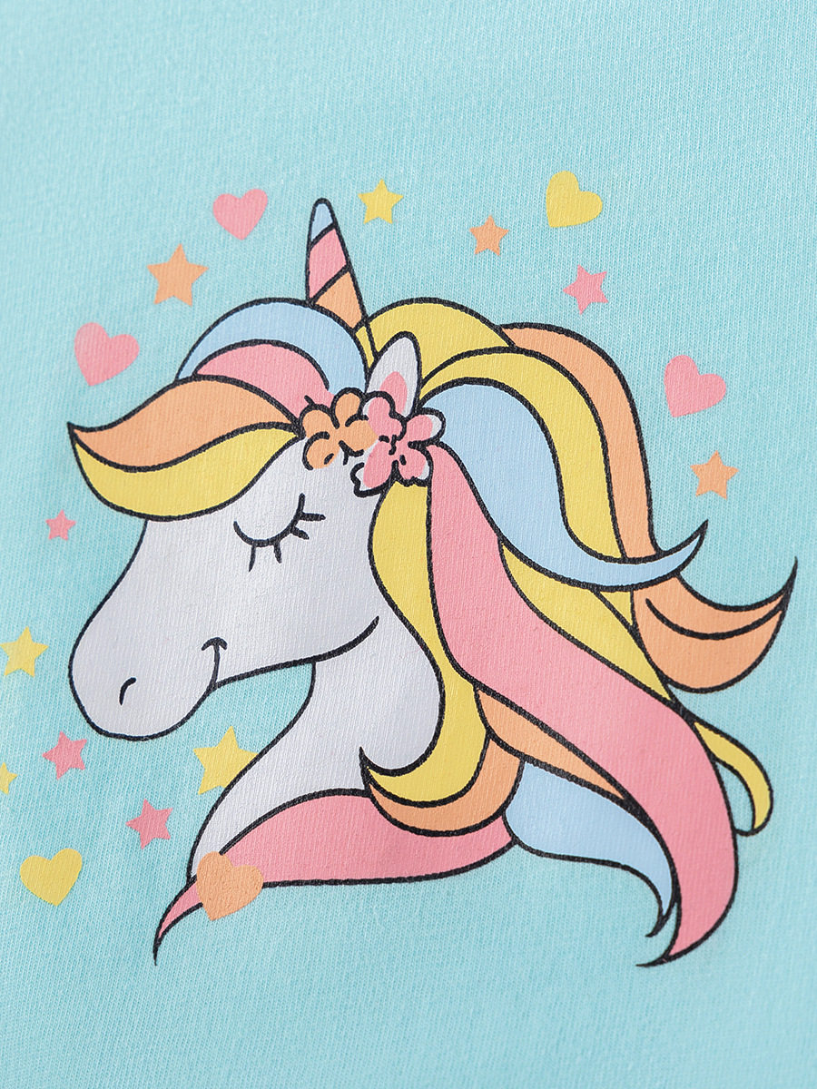 Summer Short-sleeve Girls' Tulle Dress, Cute Cartoon Style Kids' Princess Dress