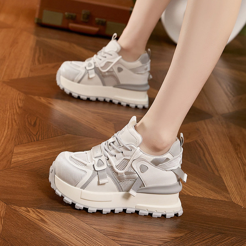 Giày sneaker nữ chạy bộ mesh thoáng khí đế dày Dexun 2026 — Lưới đơn hồng, Lưới đơn xanh, Lưới đơn xám