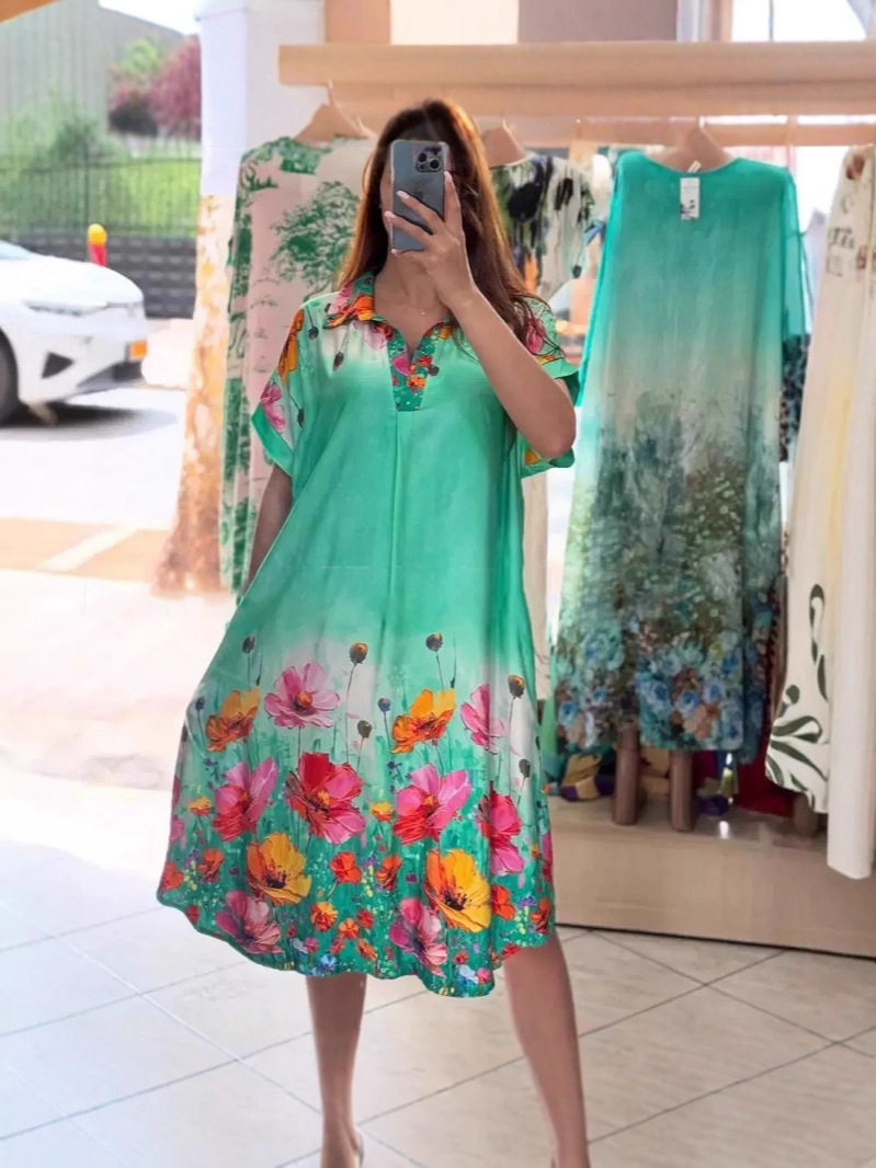 Floral Print Short Sleeve Pocket Dress Summer Fashion Elegant Style Perfect for Casual Outings Wholesale Available