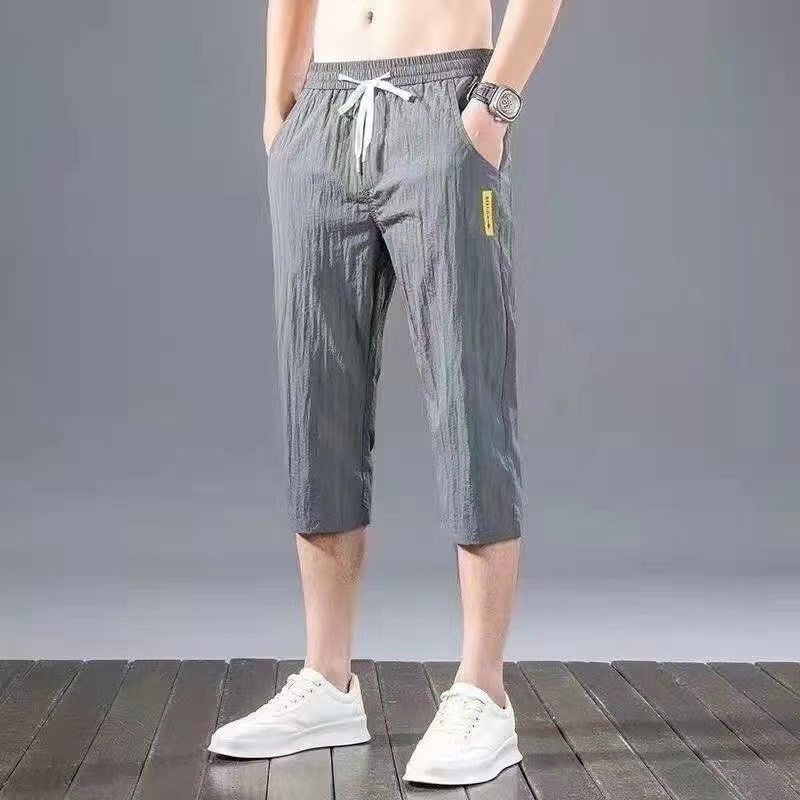 Men's Summer Ice Silk Breathable Pants Work Work Wide Pine Nuton Men's Work Ultra-thin Wear-resistant Dirty Work Clothes