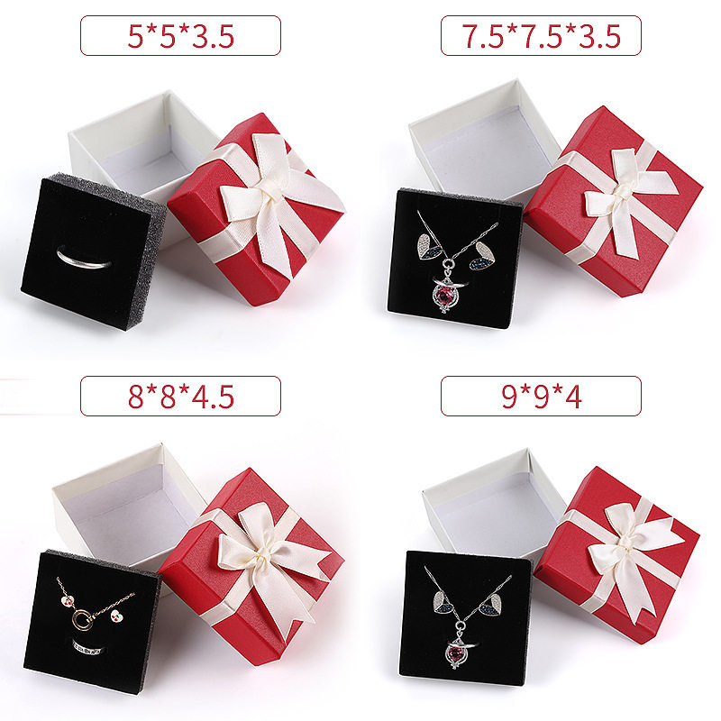 Manufacturer's Ready-Made Six-Color Bow Jewelry Box Heaven and Earth Cover Jewelry Packaging Box Necklace Earrings Jewelry Gift Box Wholesale